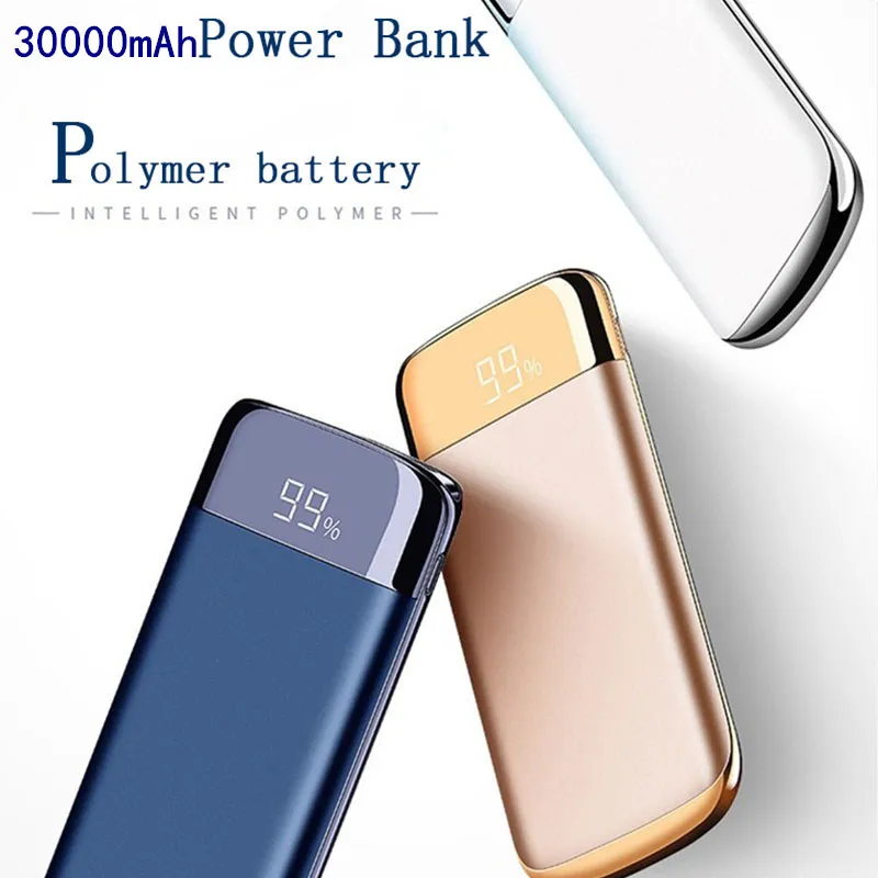 30000 мАч Внешний аккумулятор PoverBank 2 USB светодиодный Банк питания портативное