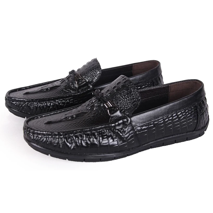 Jack Willden High Quality Genuine Leather Men Casual Shoes Crocodile Print Soft Moccasins Loafers Brand Comfy Driving | Обувь