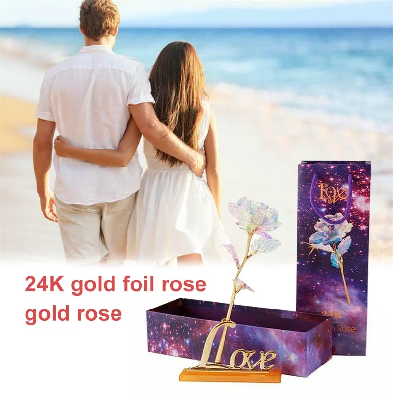 1 шт. светящаяся Роза Galaxy Rose с надписью Love Base | Дом и сад