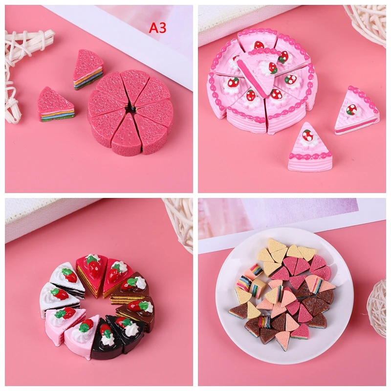 

10Pieces Flat Back Resin Cabochon Artificial Food Cake DIY Flatback Embellishment Accessories Scrapbooking Decoration