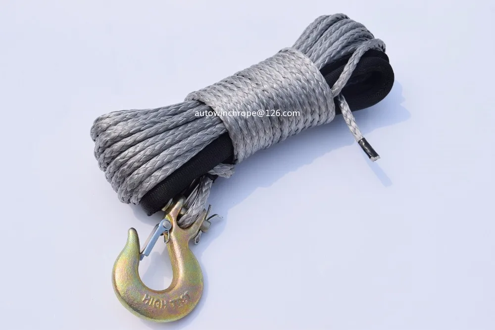

Grey 6mm*15m Winch Rope Hook,Durable UHMWPE Rope For ATV UTV Vehicle Car Motorcycle,ATV Winch Cable