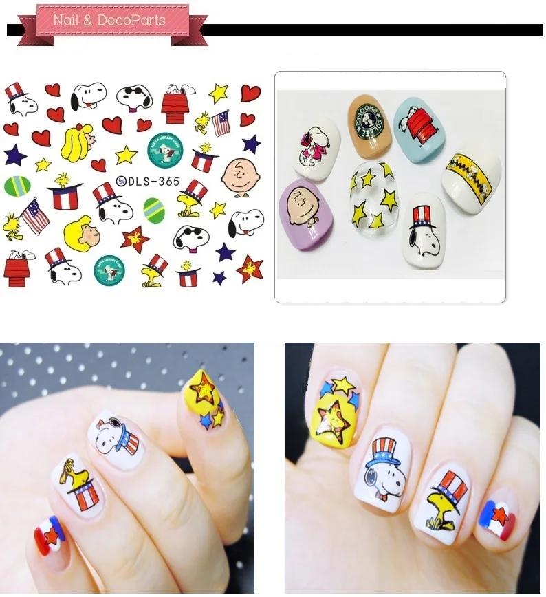 5 sheet 3D Nail Sticker Mixed Colorful Designs Korean Stickers Decals Cartoo Makeup Water Tattoos Manicure Tool DLS365-382 | Красота и