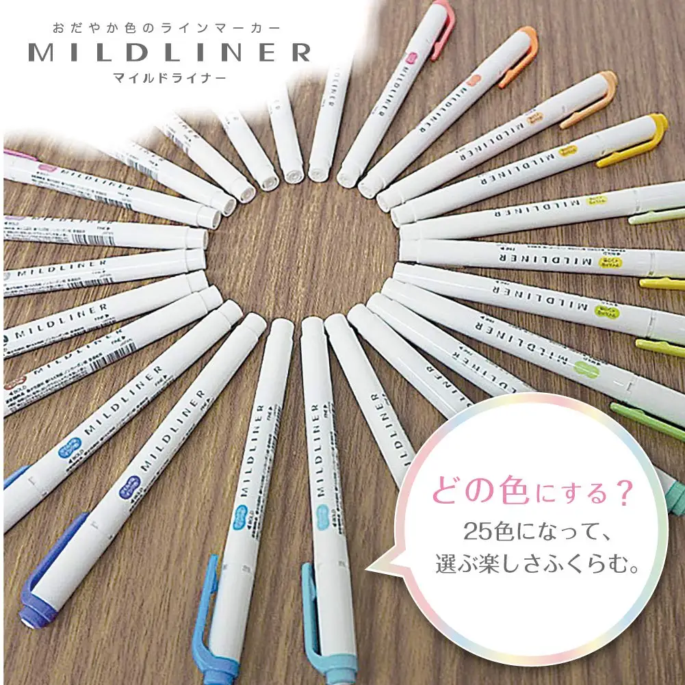 Zebra Mildliner 25 пастельных цветов Набор двухсторонних маркеров и креативных