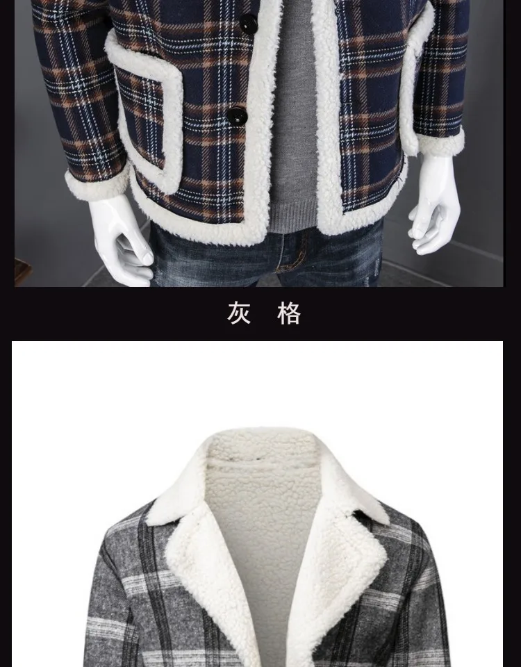 Men's Winter Parkas Plaid Design Warm Fleece Coats Famous EU Designer Thicken Down Cotton Jacket Single Breasted Jackets Coats