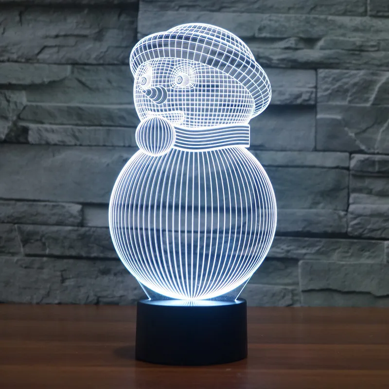 Wenhsin Рождество Снеговик красочные 3D огни Энергосберегающие Светодиодный Иллюзия лампы Креативный визуальный стерео огни