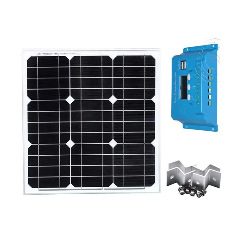 Kit Solar Panneau Solaire 12v 40w Chargeur LCD Controller 12v/24v 10A Z Bracket Light Lamp System Marine | Электроника