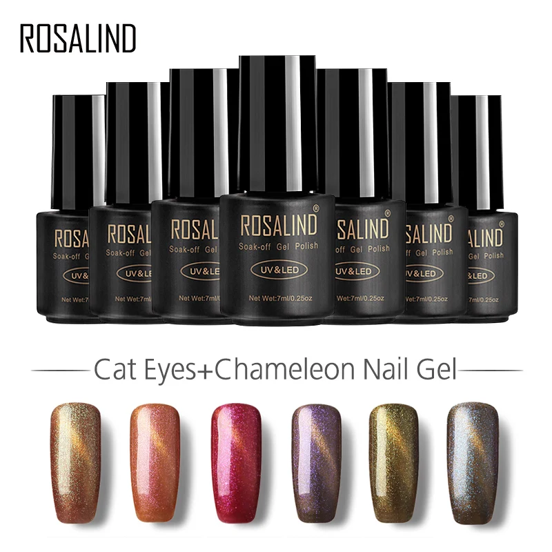 ROSALIND 7 мл кошачьи глаза + Магнитный Гель-лак Хамелеон для ногтей 3D магический