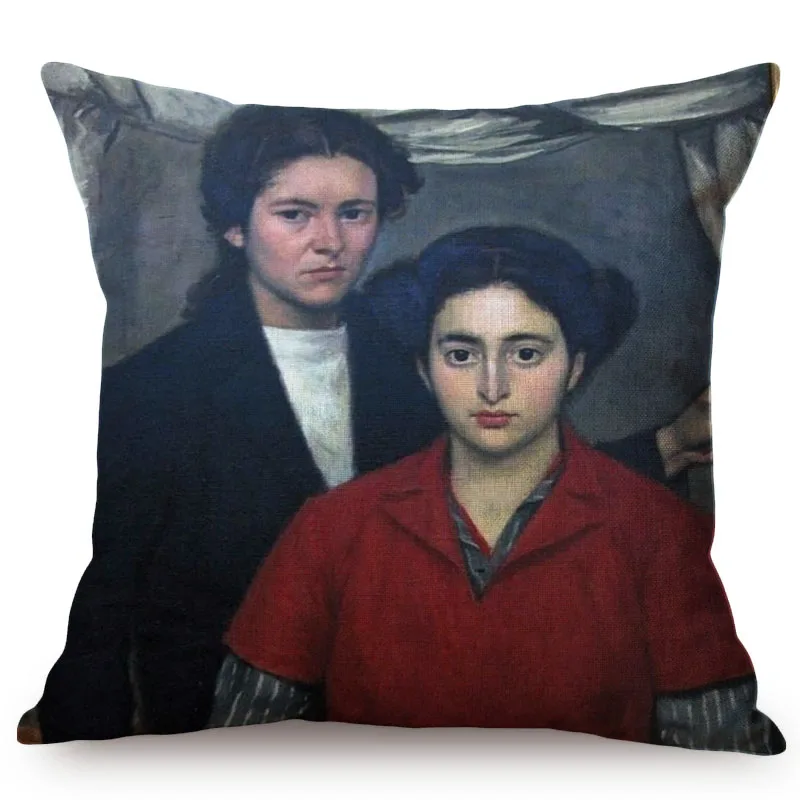 European Style Vintage Noble Woman Self-Portrait Home Decorative Throw Pillow Case Chic Ancient Print Sofa Cushion Cover | Дом и сад