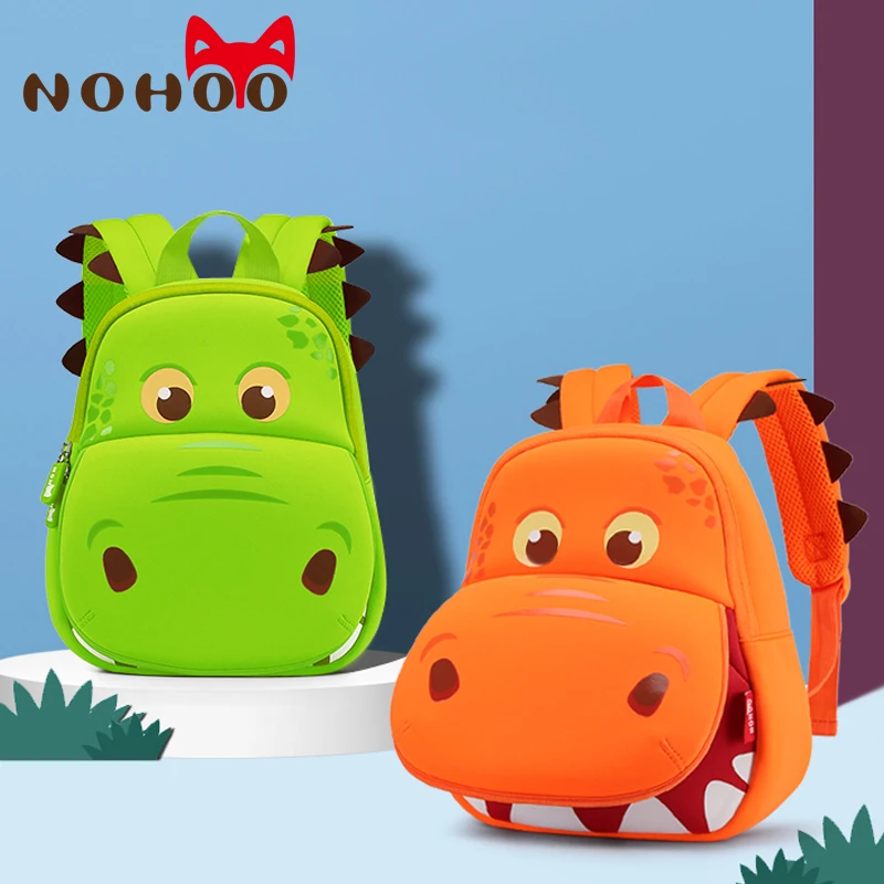 NOHOO детские школьные сумки с мультипликационным бегемотом, сумки для малышей, рюкзак для детей, девочек, 3D рюкзак с мультипликационным принт... от AliExpress RU&CIS NEW