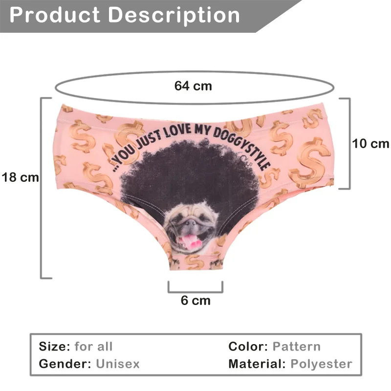 Women Briefs 3D animal dollar dog style hippop Beach wear Print Panties Underwear Girls Sexy Cute 2017 Safety Underpants |