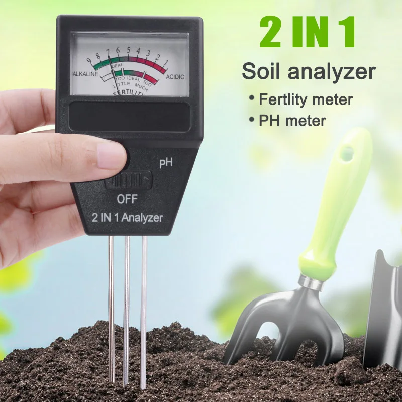 

2 In 1 Soil Analyzer PH Meter Acidity Alkalinity Tester with 3 Probes for Garden Farm SLC88
