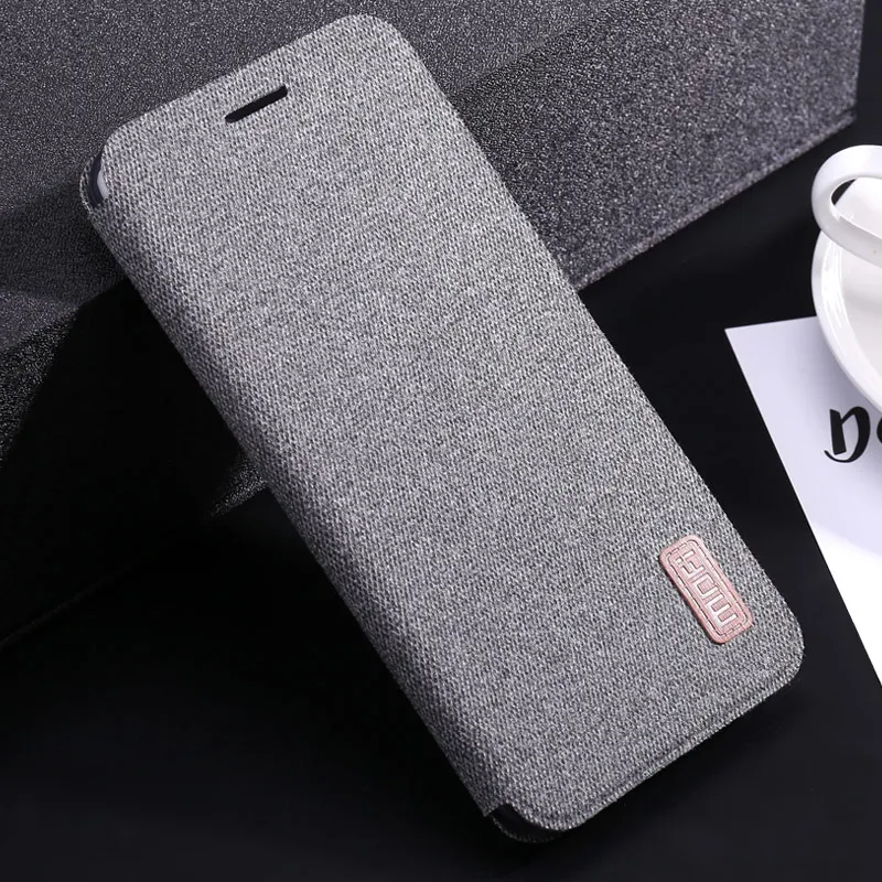 gray Чехол для honor 10, чехол MOFI для huawei honor 10, тканевый флип-чехол для honor 10, полный Чехол-подставка, мягкий силиконовый чехол-накладка - Цвет: gray