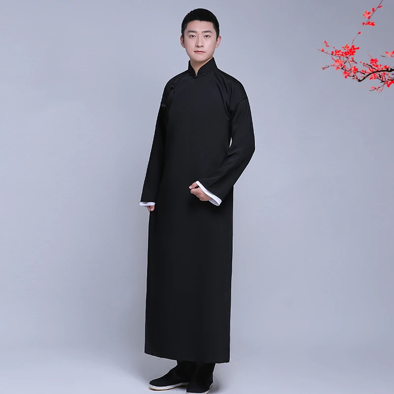 

New arrival male cheongsam Chinese style costume cotton Male Mandarin jacket long gown traditional Chinese Tang suit dress men