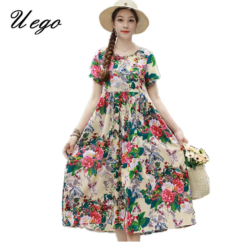 Uego модная обувь с цветочным принтом Prairie Chic винтажное платье коротким рукавом из