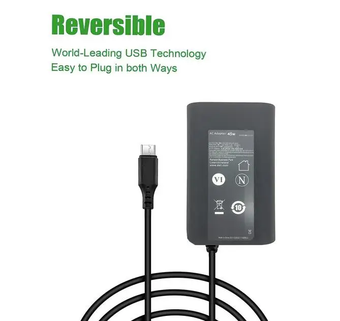 45W 20V/5V 2.25A/2A USB-C Type C адаптер переменного тока для ноутбука Dell XPS 12 9250 и Latitude 7370 7275 Venue