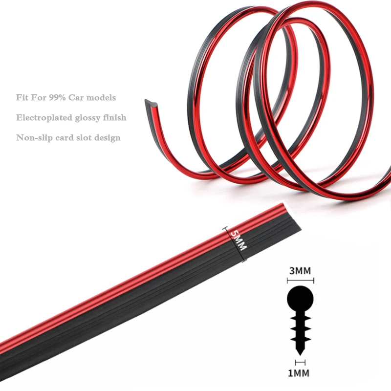 5M Car Styling Interior Decoration Strips Moulding Trim Dashboard Door Edge Universal For Cars Auto Internal Accessories