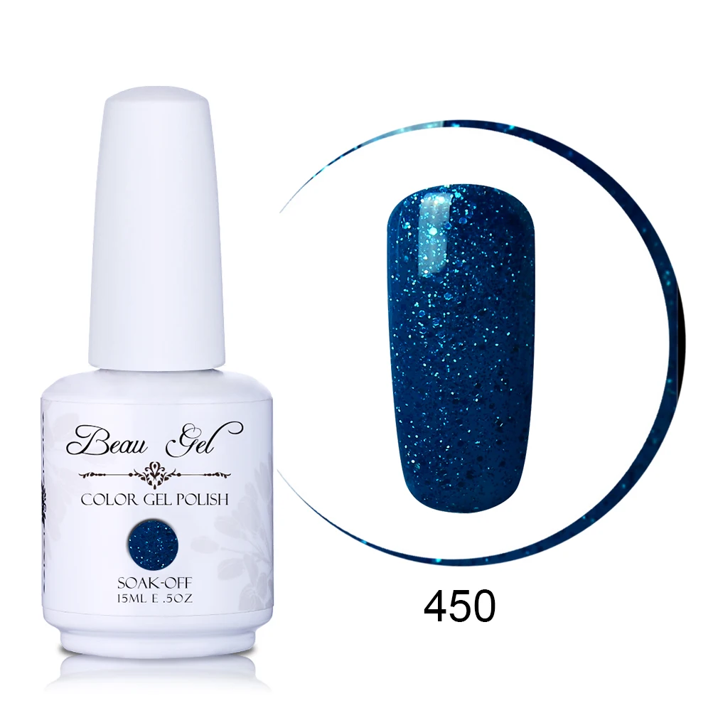 Beau Gel 15ML Nail Art Gel Varnish Semi Permanent Nail Polish Hybrid Gellak Soak Off Glitter UV Gel Nail Polish Enamel Lacquer - Цвет: GNS450