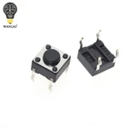 50 шт.лот 6x6x4,3 мм 4PIN G89 Тактильные Такт кнопочный микро-переключатель прямой штекер-в самосброс DIP Top медь