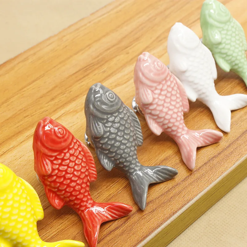2016 New Cartoon Ceramic Fish Cabinet Handle and Knob Kid Room Knobs | Обустройство дома