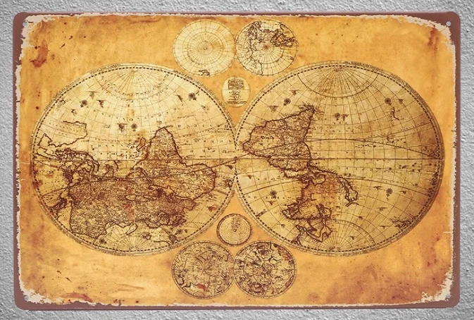 1 шт. историческая карта мира Жестяная Табличка знак настенная пещера для мужчин