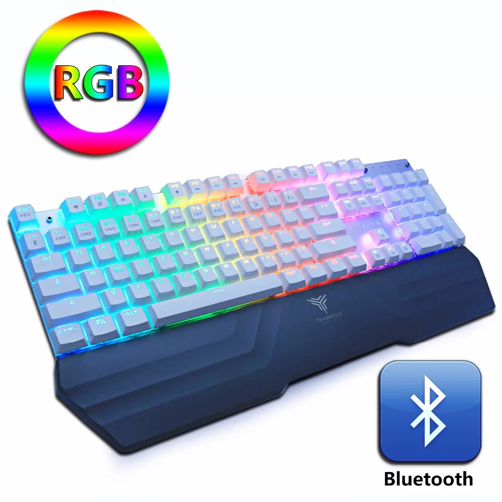 Bluetooth Беспроводная игровая механическая клавиатура светодиодный RGB с подсветкой Teclado Anti ghosting для геймера