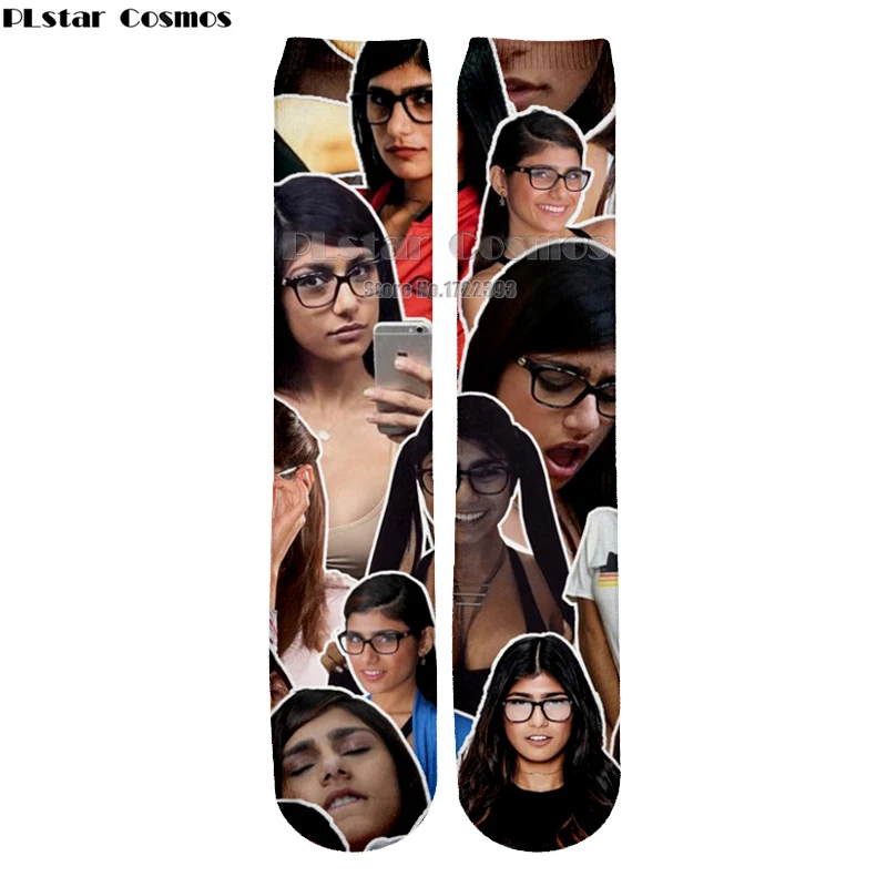 PLstar Cosmos-Calcetines de algodón con estampado 3d para hombre y mujer, calcetín tobillero Unisex, estampado de personajes, Mia, Jalifa, 2018