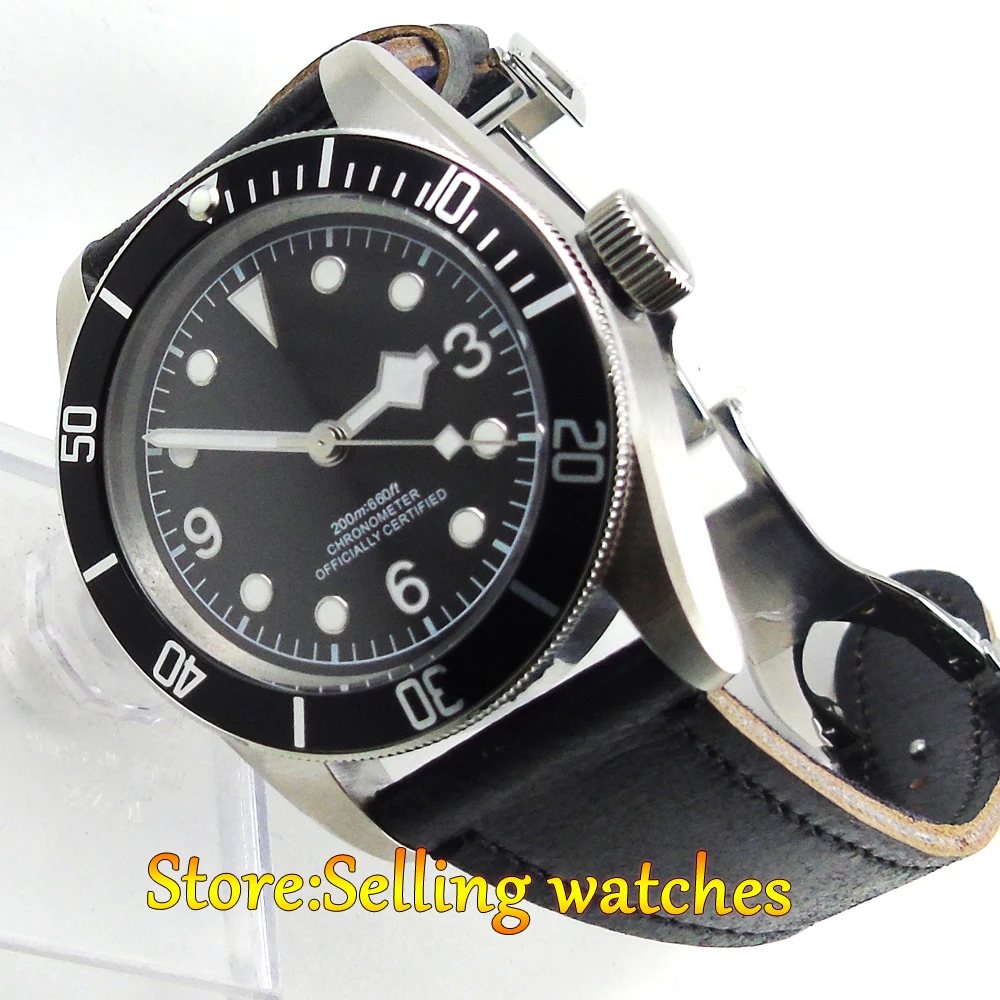 Автоматические Мужские часы с черным циферблатом и сапфировым стеклом 41 мм |