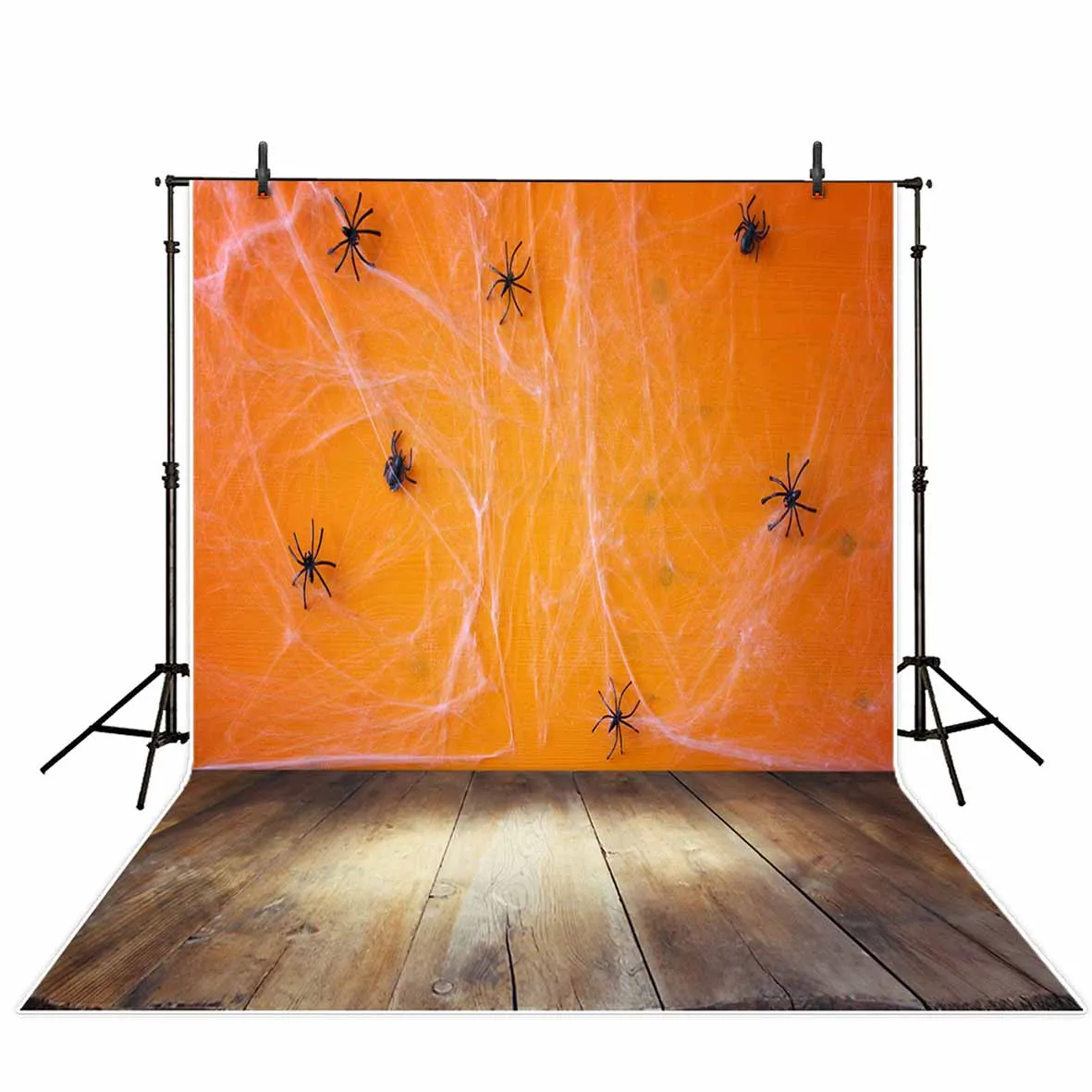 Allenjoy Halloween background spider web orange wooden floor Photo for kids photo backdrop funds | Электроника
