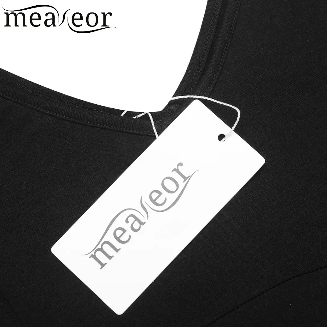 Meaneor/элегантное платье для леди с коротким рукавом и открытой спиной однотонное