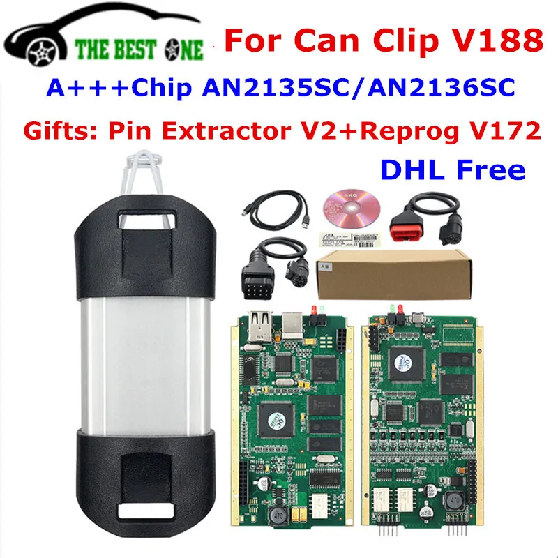 A+++ качество для Can Clip V188 CYPRESS AN2135SC/AN2136SC полный чип для автомобилей до подарки Pin экстрактор V2+ Reprog V177 DHL бесплатно