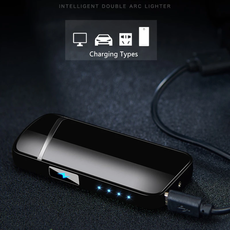 Двойная дуговая электронная USB Зажигалка сенсорная Индукционная перезаряжаемая