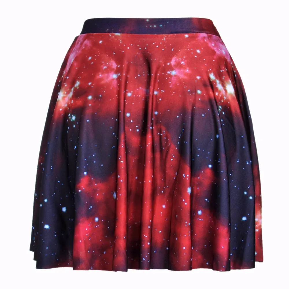 S до 4xL, сексуальные красные женские юбки в стиле Галактики, панк, плиссированные повседневные Мини Юбки Выше Колена размера плюс, 3 узора