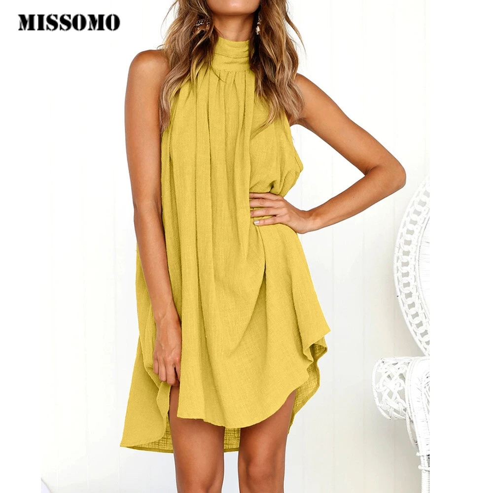 MISSOMO summer dress Women Holiday Irregular Dress Ladies Summer Beach Sleeveless Party vestidos | Женская одежда