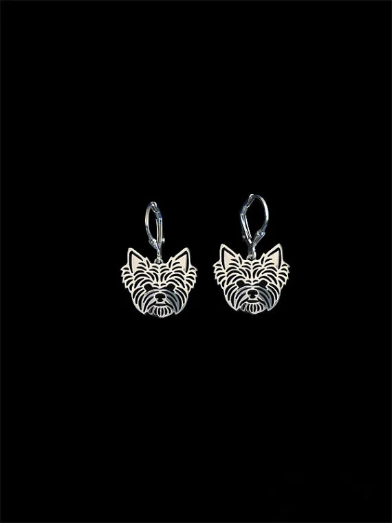 

Trendy cute Yorkshire Terrier drop earrings gold silver plated earrings women fashion jewelry
