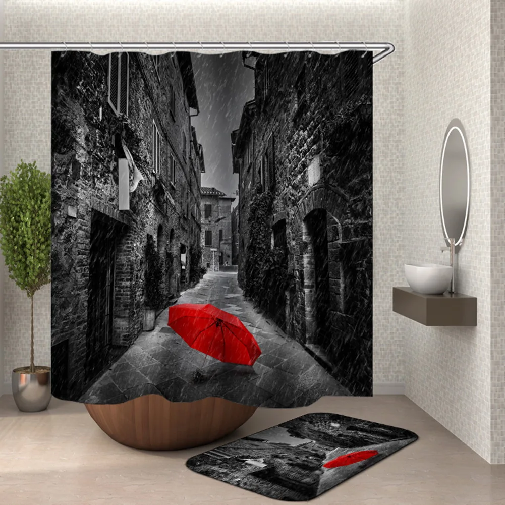 

Europe City Church Shower Curtain For Bathroom Decorative Drop Shipping Sunglow Waterproof Curtain Shower
