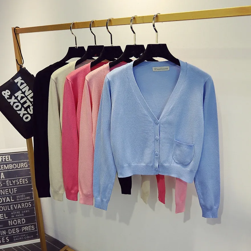 Женский укороченный кардиган повседневный короткий вязаный свитер пончо весна