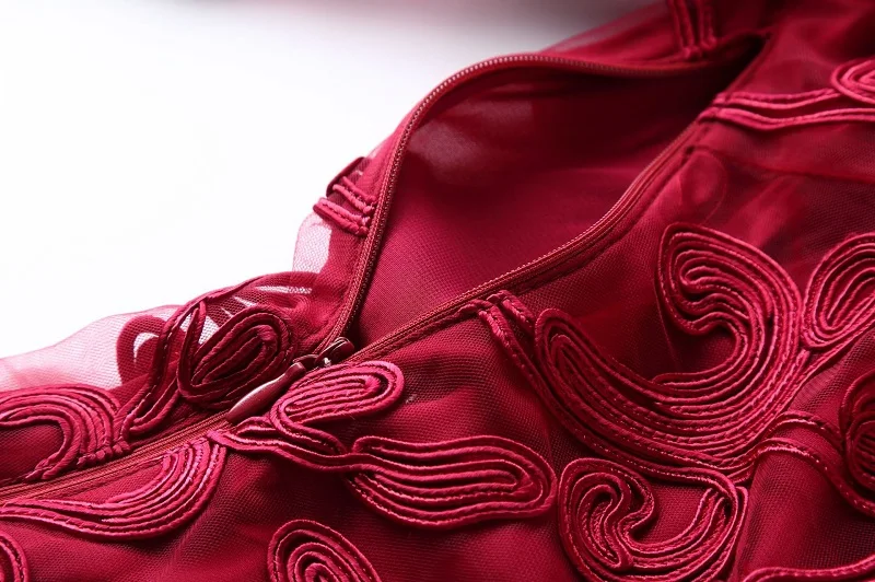 XXXXL платья Vestidos весенне-летние модные коктейльные вечерние женские с круглым вырезом ткань с аппликациями вышивка красное платье синего цвета