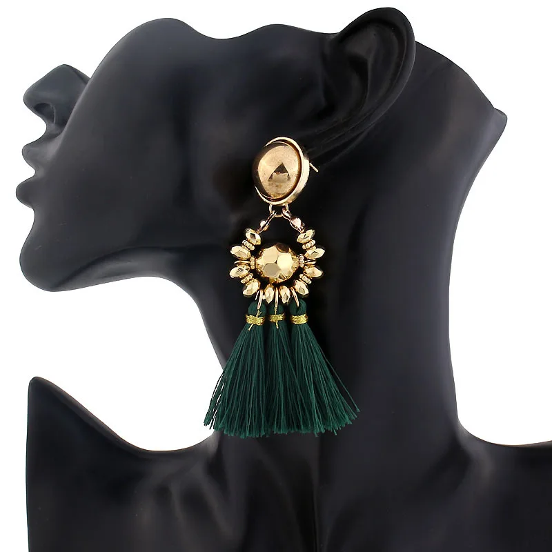 DANZE Ethnic Colorful Long Tassel Earrings For Women Classic Gold color Bead string Hanging Wholesale | Украшения и аксессуары