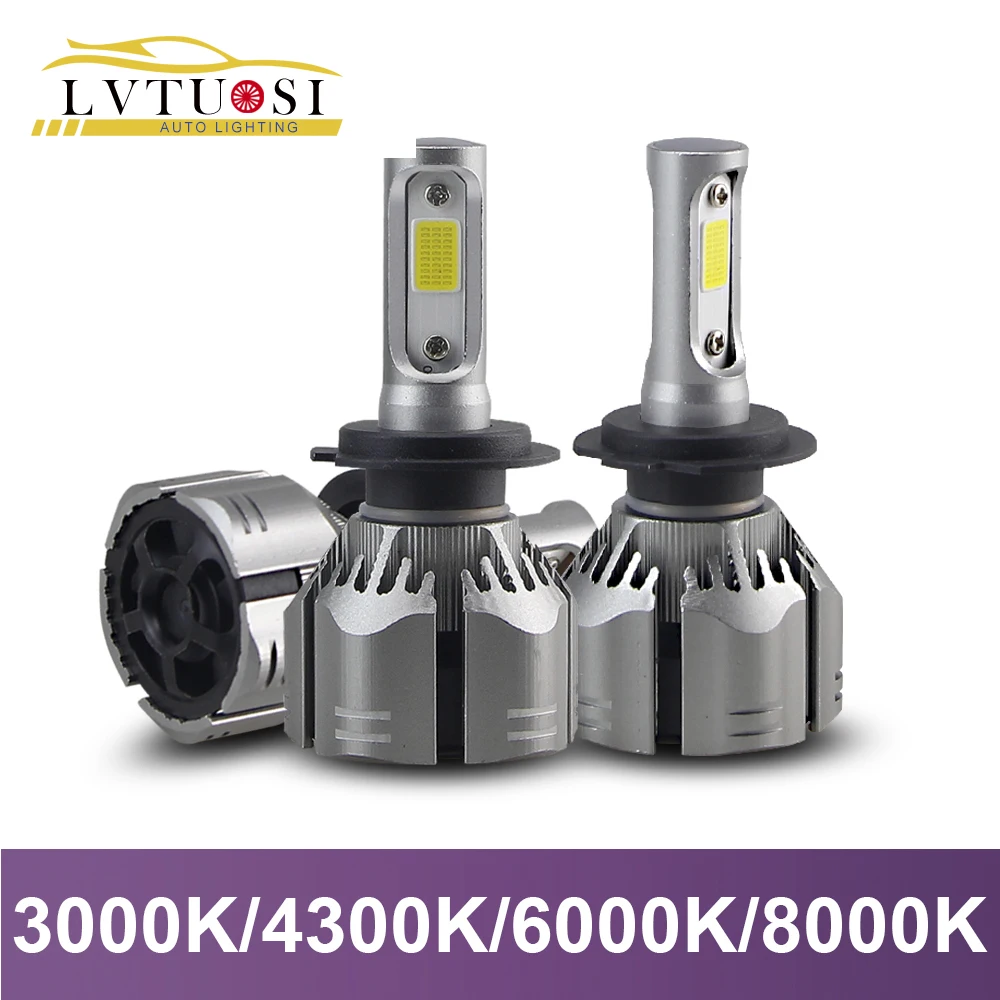 Светодиодсветодиодный лампы LVTUSI 2 светодиодный т. H4 H7 12 в 3000K 4300K 6000K 8000K H1 H11 H8 H9 H3 9003