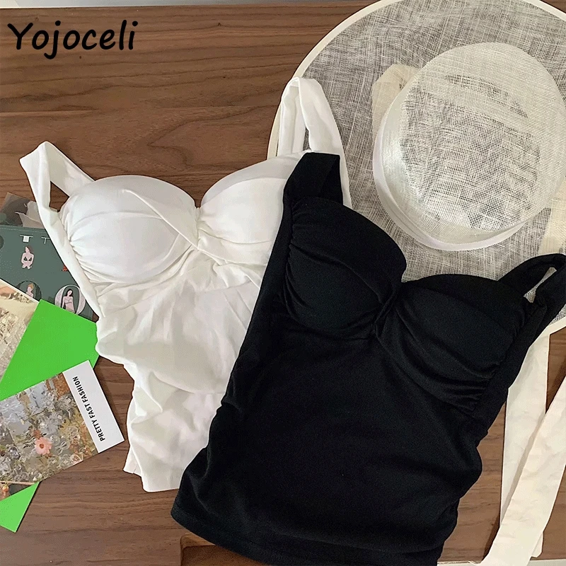 Yojoceli sexy front knot camis tops all match women vest 2019 summer white camisole | Женская одежда