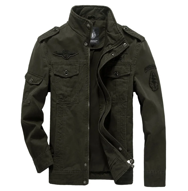 military Мужская куртка в стиле милитари размера плюс 5XL 6XL, осенняя хлопковая куртка-пилот, армейская мужская куртка-бомбер, зимняя мужская куртка - Цвет: military