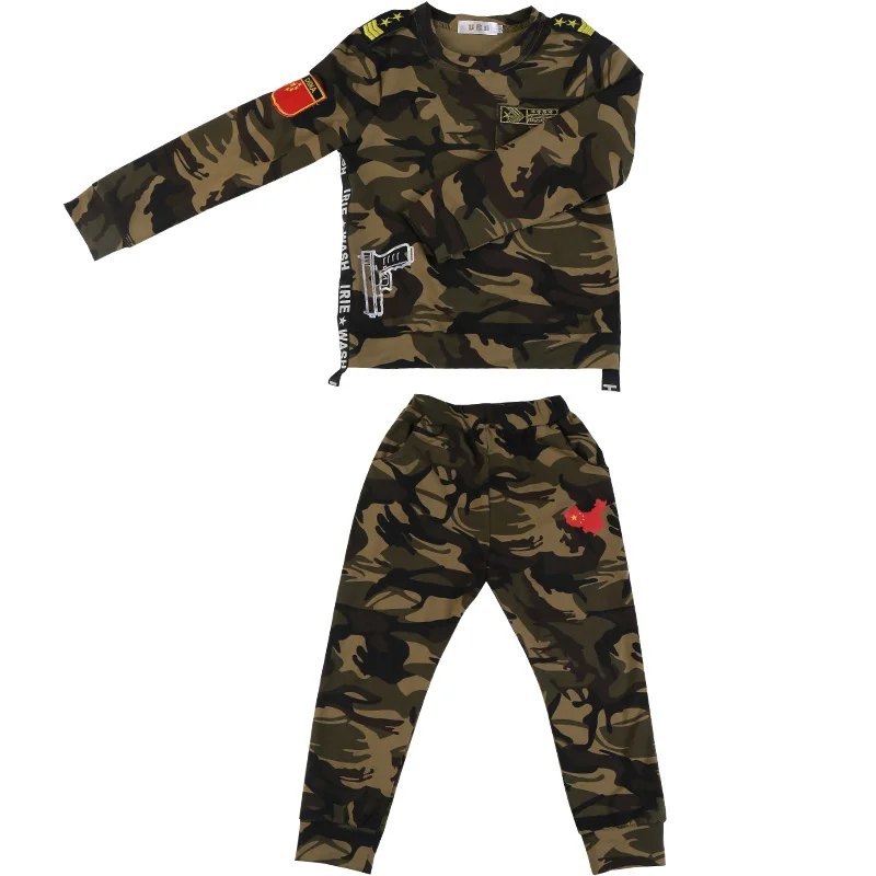 2 шт. детский Камуфляжный комплект из футболки с длинным рукавом и брюк | Детская