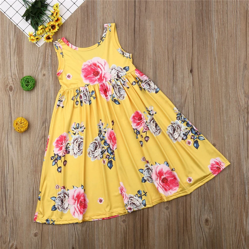 Summer Flower Dress 2-7Y Kids Girl Sleeveless Vest Princess Pageant Holiday Wedding Maxi New 2019 | Детская одежда и обувь