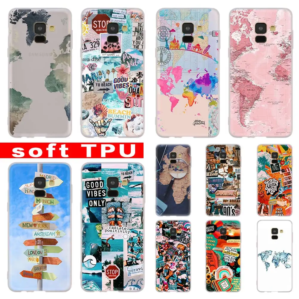 

World Map Travel Case For Samsung Galaxy A12/A20/A51/A70/A20s/A21s/A32/A50/A50s/A42/A52/A72 5G A8 A7 A6 2018 Cover