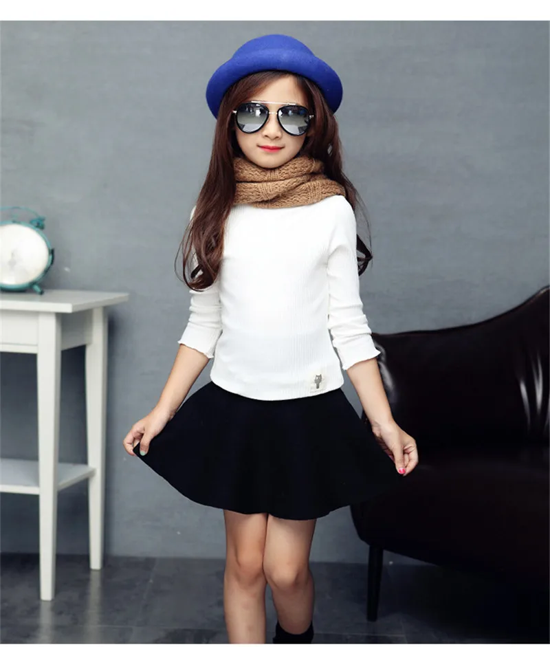 Kids Pleated Skirts For Girls Clothing Children High Waist Tutu School Clothes Spring Autumn Winter Sweater | Мать и ребенок