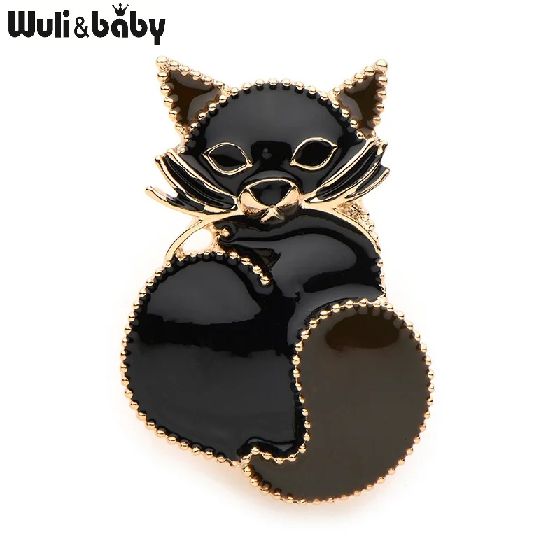 Wuli&ampBaby эмалированные броши для женщин и мужчин в виде мистического кота