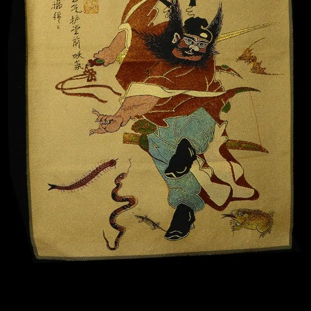 Шелковая вышитая вручную Thangka ZhongKui из Непала|thangka| |