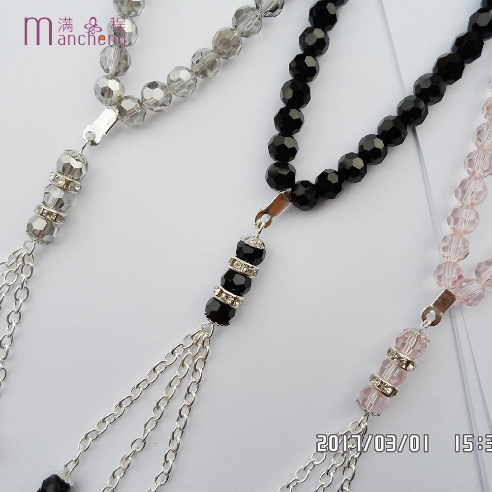 

11 colors Top Sale 33 Beads Crystal Rope Chain Charm Muslim Religious Tasbih Prayer Glass Beads Bracelet Man Men Muslim Jewelry