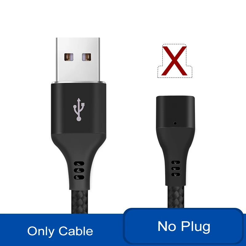 Black NO Plug 1 м 2 м магнит происхождения 3A Быстрая зарядка кабель для iPhone 7 8 плюс освещение Micro USB C Тип C S9 зарядное устройство мобильного телефона провод шнур - Цвет: Black NO Plug
