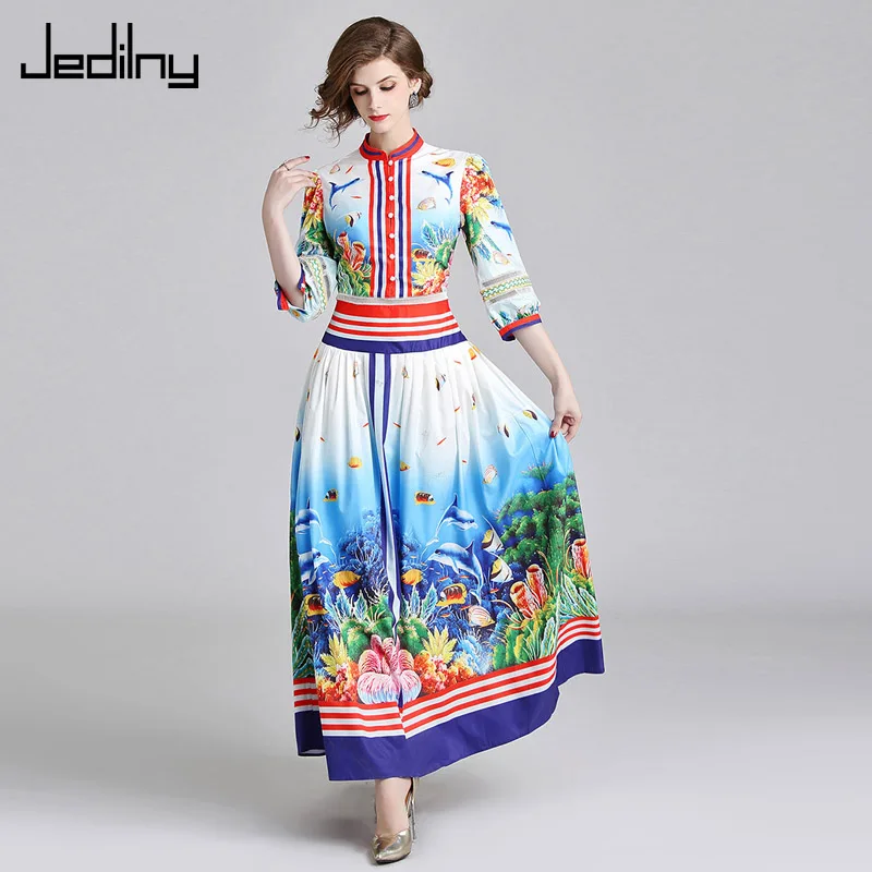 Повседневное женское винтажное платье Летнее однобортное морское био Платье с